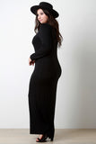 Jersey Round Neck Long Sleeves Maxi Dress