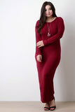 Jersey Round Neck Long Sleeves Maxi Dress