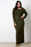 Jersey Round Neck Long Sleeves Maxi Dress