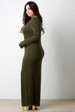 Jersey Round Neck Long Sleeves Maxi Dress