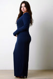 Jersey Round Neck Long Sleeves Maxi Dress