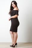 Cold Shoulder Cross Strap Neckline Bodycon Dress