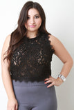 Rope-Embroidered Eyelash Lace Crop Top