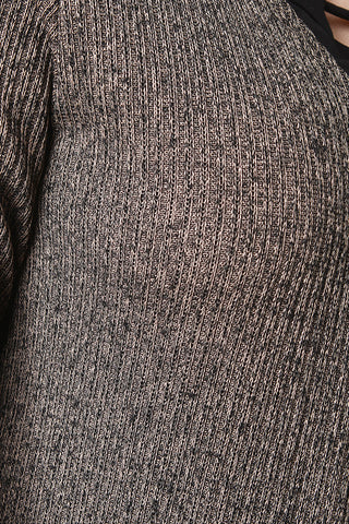 Marled Elbow Patch Open Knit Longline Cardigan