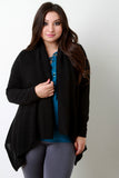 Loose Knit Draped Wide Collar Cardigan