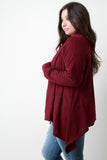 Loose Knit Draped Wide Collar Cardigan