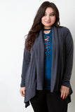 Loose Knit Draped Wide Collar Cardigan