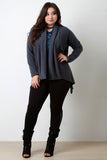 Loose Knit Draped Wide Collar Cardigan