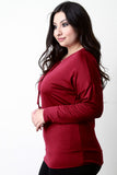 Grommet Trim Lace-Up V-Neck Top