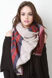 Geo Pattern Woven Square Frayed Scarf