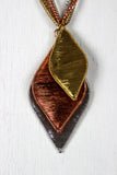Trinity Wire Wrap Leaf Necklace