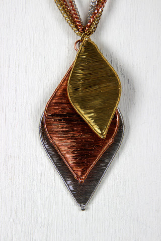 Trinity Wire Wrap Leaf Necklace