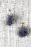 Single Bar Earrings with Dangling Pom-Pom Jacket
