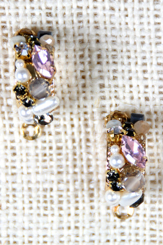 Pearls and Gems Hoop Earrings