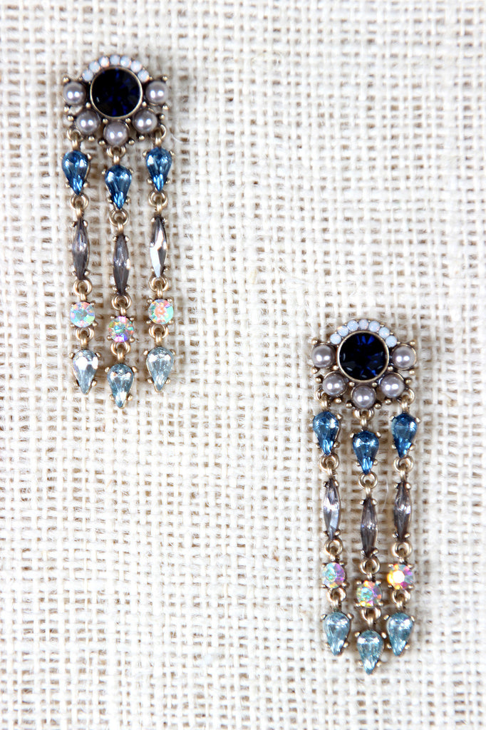Pearls and Rhinestones Chandelier Stud Earrings