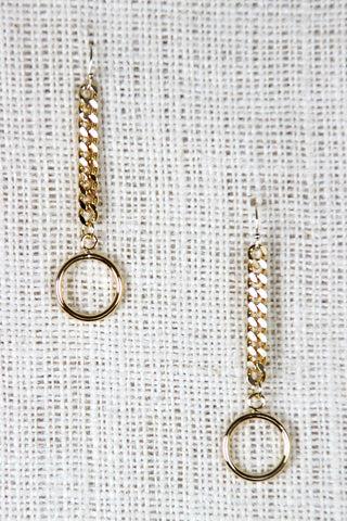 Chain Link Cable Ring Dangle Earrings