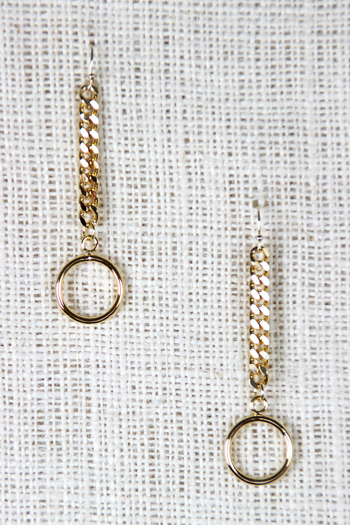 Chain Link Cable Ring Dangle Earrings