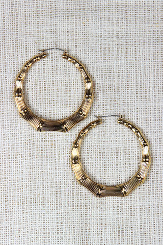 Line-Textured Chunky Hoop Earrings
