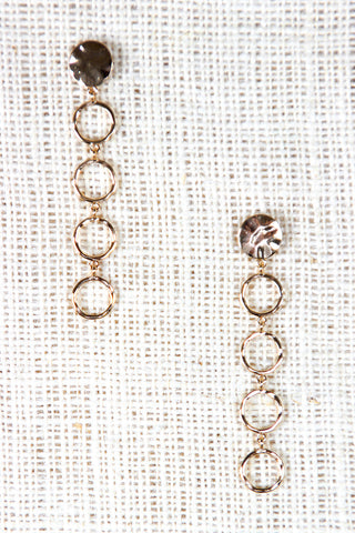 Circle and Rings Dangle Stud Earrings