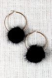 Furry Pom Pom Hoop Earrings