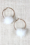 Furry Pom Pom Hoop Earrings