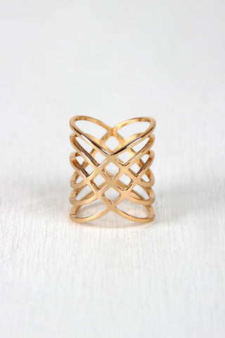 Crossover Diamond Cutout Armor Ring