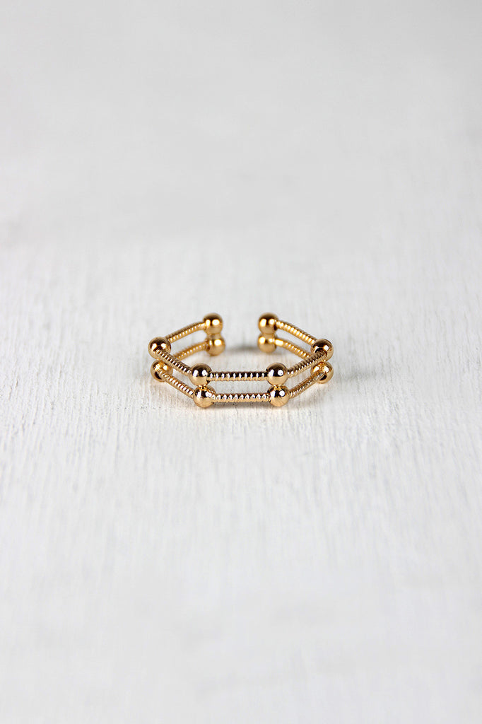 Hexagon Cage Double Wire Ring