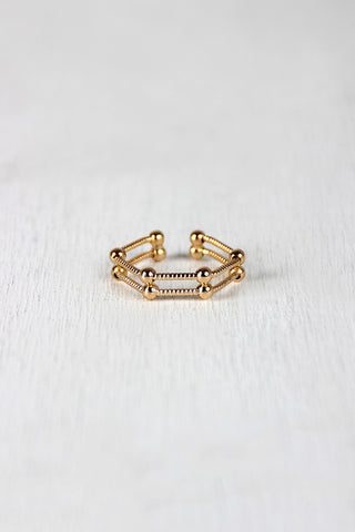 Hexagon Cage Double Wire Ring