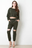 French Terry Cut Out Drawstring Jogger Pants