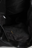 Patched Vegan Leather Drawstring Backpack