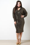 Sequin Shimmer Keyhole Cocktail Midi Dress