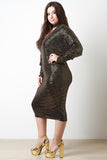 Sequin Shimmer Keyhole Cocktail Midi Dress
