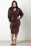 Sequin Shimmer Keyhole Cocktail Midi Dress