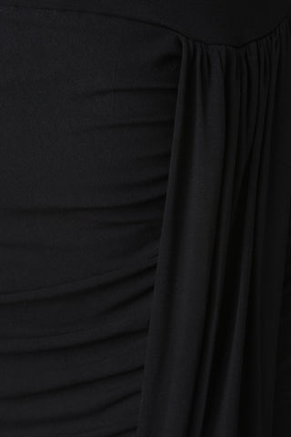 Cold Shoulder Draped Skirt Maxi Dress