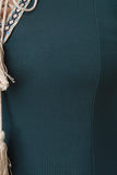 Tassel Lace-Up Embroider Quarter Sleeves Shift Dress