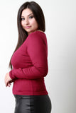 Crisscross V-Neck Long Sleeves Top