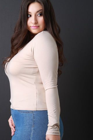 Crisscross V-Neck Long Sleeves Top