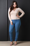 Crisscross V-Neck Long Sleeves Top