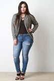 Lace Back Melange Knit Cardigan