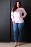 Velvet Off-The-Shoulder Long Sleeve Top