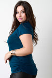 Grommet Trim V-Neck Corset Ruched Side Top