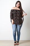 Floral Self-Tie Sleeve Bardot Top