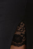 Stretch Knit Lace Accent Midi Skirt