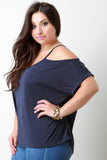Cold Shoulder Folded Short Sleeves Top