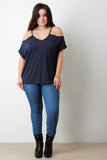 Cold Shoulder Folded Short Sleeves Top