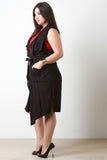 Sleeveless Flutter Yoke Belted Duster Vest