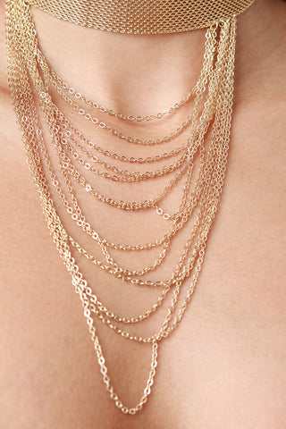 Draped Chain Choker Necklace Set