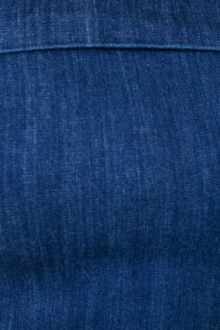 Folded Off-The-Shoulder Washed Denim Jumpsuit