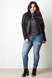 Quilted Faux Leather and Knit Jacket