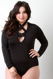 Crisscross V-Neck Long Sleeve Bodysuit